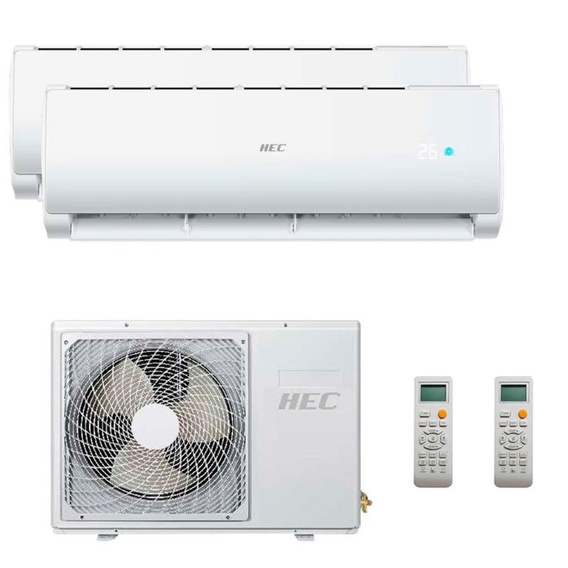 Aire acondicionado tipo multi split 2x1 formado por HEC25T0-IN-M  + HEC35T0-IN-M con exterior 2HEC50T0