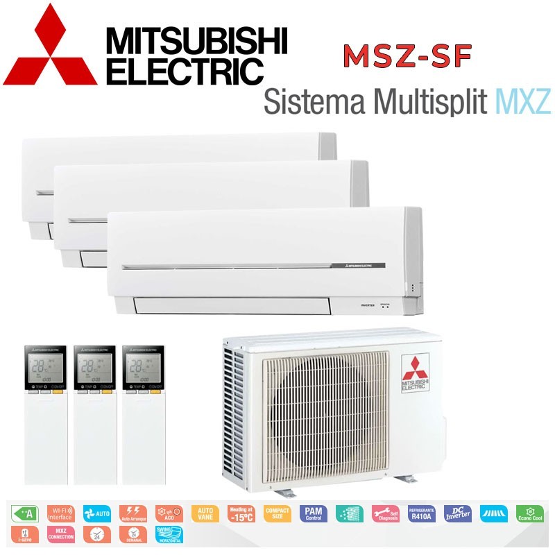 Mitsubishi Electric 3x1 MSZ-SF20VA + MSZ-SF20VA + MSZ-SF35VA + MXZ-3E54VA