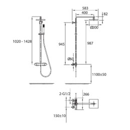 Columna de grifería para ducha Stillo Etna con mezclador termostático cromo