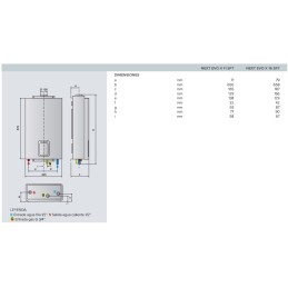 Medidas Calentador a gas Ariston NEXT EVO X SFT 11